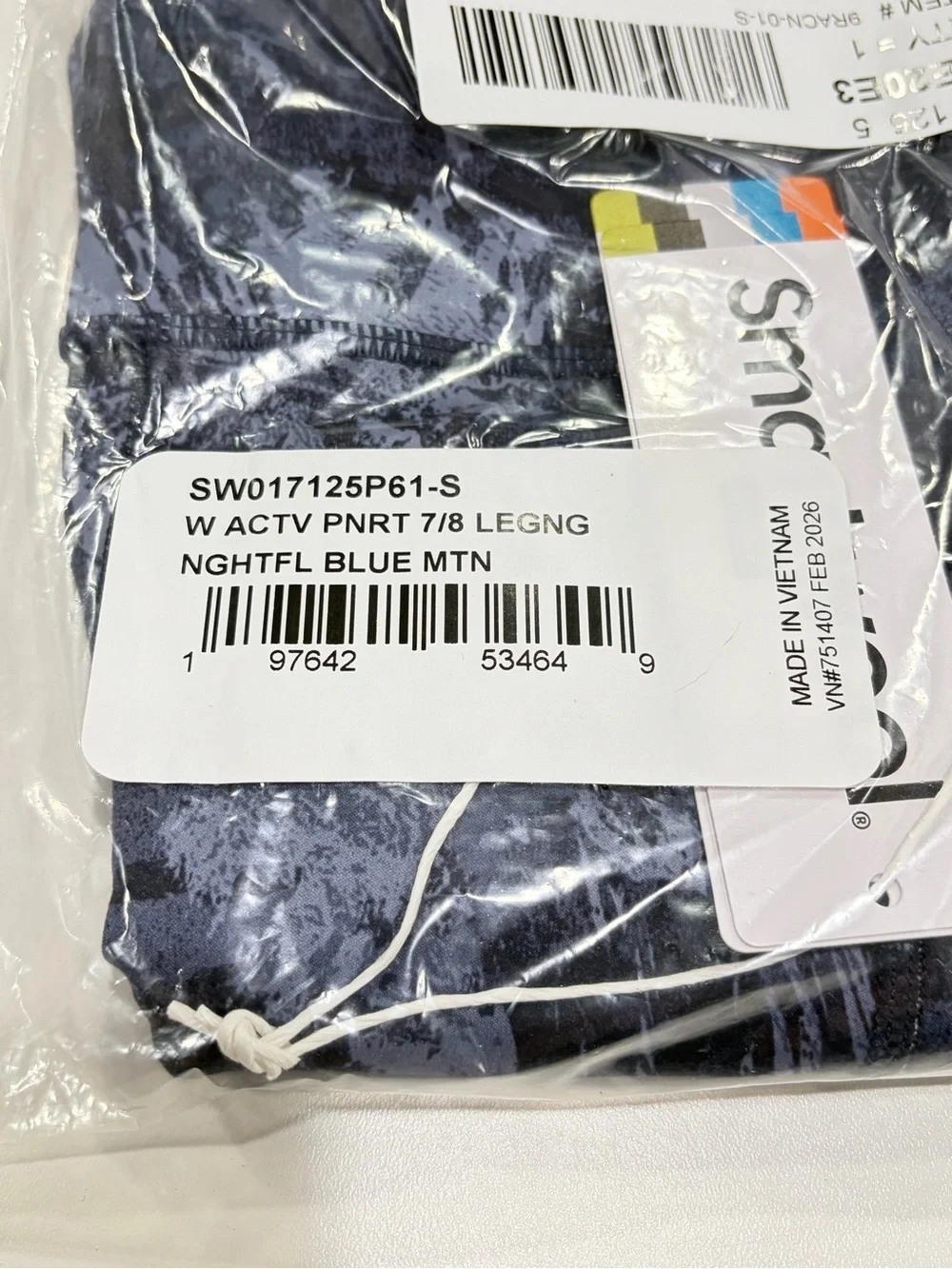 SmartWool Women's Small Active Printed 7/8 Leggings Blue Black NWT Pockets Slim